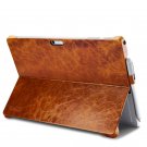 Microsoft Surface Pro 7/ 6/ 5/ Pro 4 Genuine Leather Oil Wax Vintage Stand Back Cover Case - brown