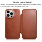 iCarer iPhone 14 Pro 6.1" Genuine Leather Magnetic Closure MagSafe Card Slot Protective Flip Case