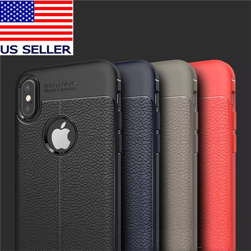 Soft TPU Litchi Leather Texture Phone Case For iPhone X- Black Color