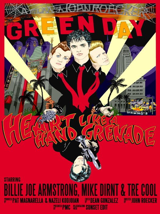 Green Day Heart Grenade Art Music 32x24 Print POSTER