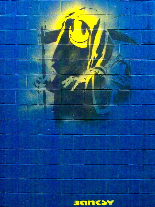 Smiley Reaper Death Banksy Graffiti Street Art 32x24 Print POSTER