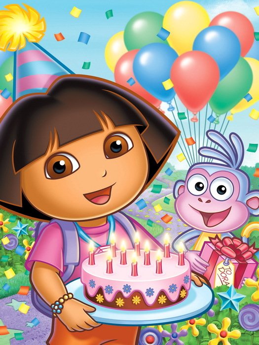 Dora The Explorer Happy Birthday Cake 32x24 Print Poster