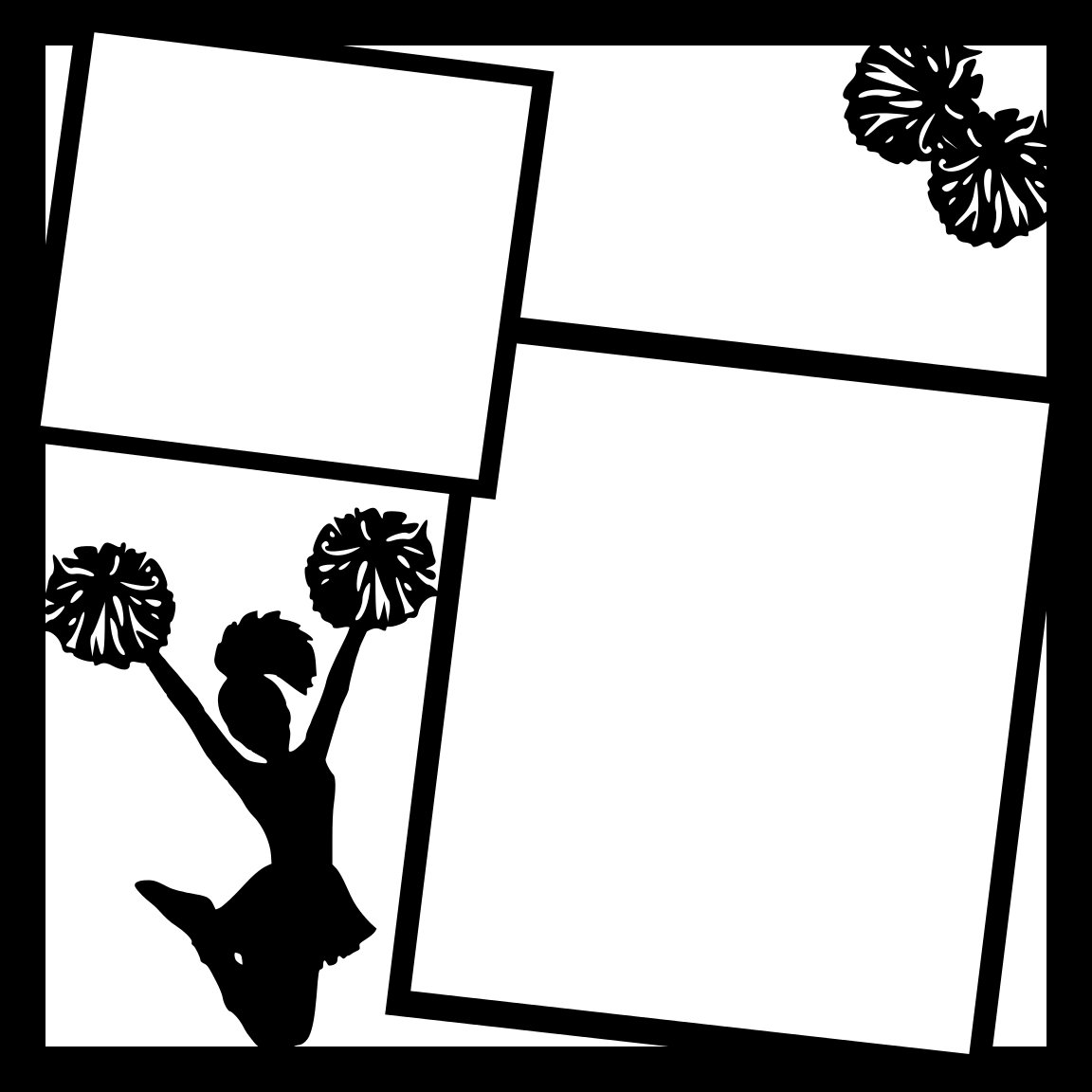 Cheerleader Pom Pom Theme. Pre-made 12x12 Scrapbook Layout Page Overlays