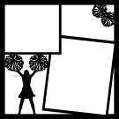 Cheerleading Theme. Pre-made 12x12 Scrapbook Layout Page Overlays