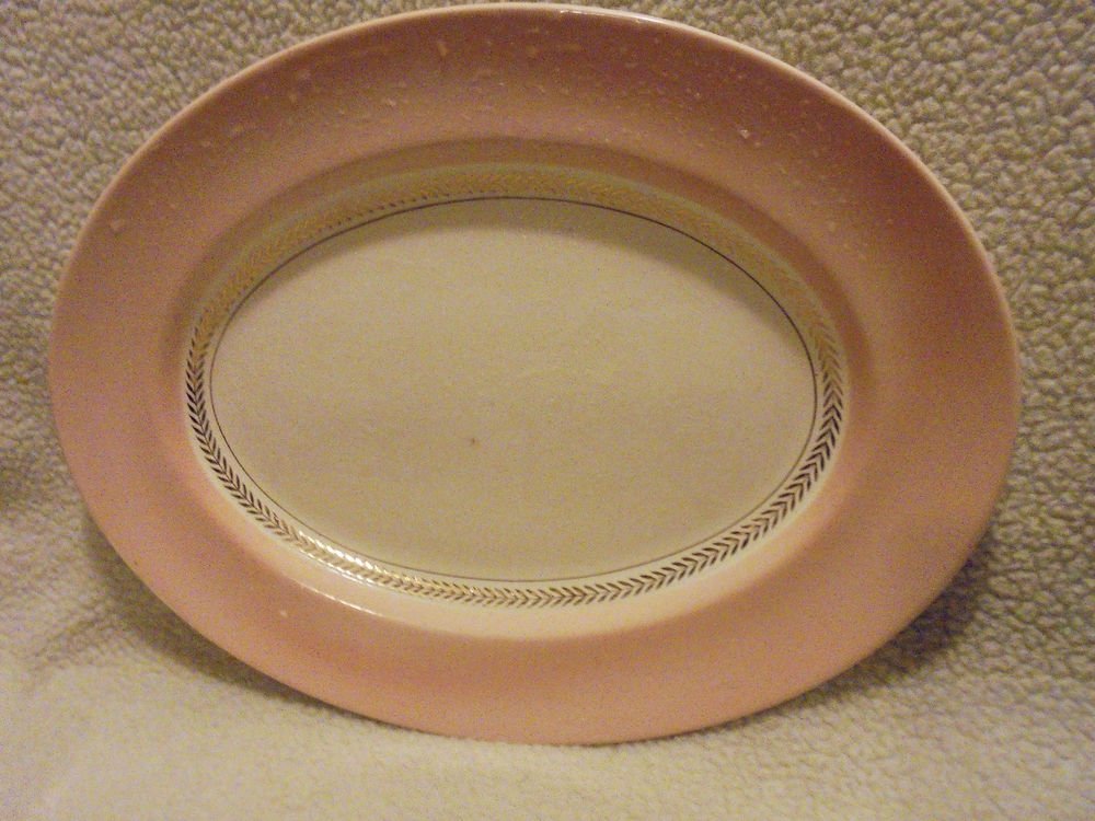 AMERICAN LIMOGES FEDERAL CORAL PINK CANDLELIGHT SERVING PLATTER....13 3/4"