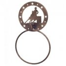 Western Bathroom Decor Towel Ring Holder Barrel Horse Bronze/black Tough-1