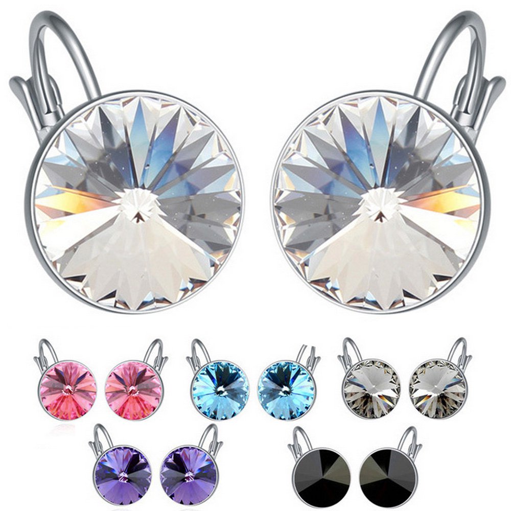 Large Rhodium Plated Bella Swarovski Element Crystal Earrings Jewellery 9863