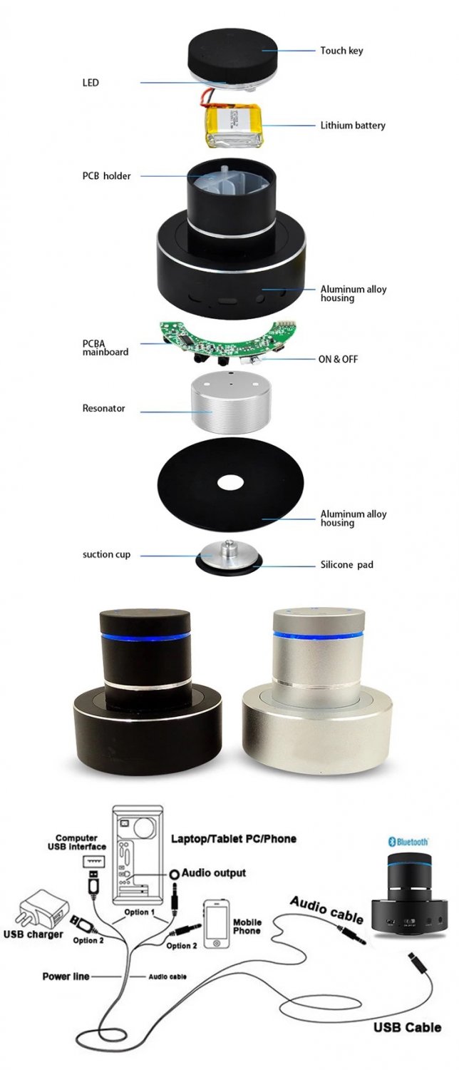 Vibration Bluetooth Speaker NFC Touch HIFI Subwoofer ( Black )