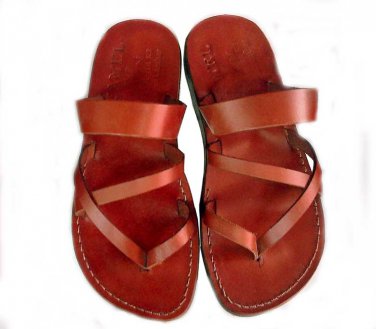Ladie's Crossover Thin Strapped Adjustable Flip Flop Greek Leather Sandals Unique !