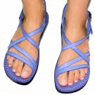 Crossover Thin Strapped New Adjustable BLUE Leather Greek Sandals Size's : US 5-10.5 EU 35-42