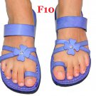 Sandals " Blue Flower " Design Flip-Flop Handmade Greek Leather Sandals Size's : US 5-10.5 EU 35-42