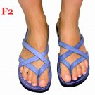Ladies BLUE Style Greek Leather Sandals Handmade Flip-Flop Size's : US 5-10.5 EU 35-42