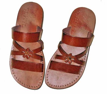 New Summer sandals" Mini Flower " Flip-Flop Greek Leather Sandals- US 5-12 EU 35-46 Brown/black !