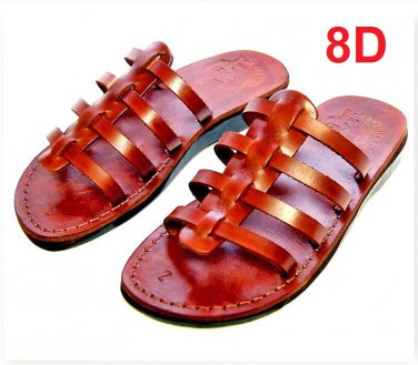 Open Front Style Brown Greek Leather Sandals Flip-Flop Style handmade ! size's : US 5-12 EU 35-46