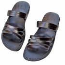 Grooved Leather Straps Flip-Flop Black Greek Leather Sandals - size's : US 5-12 EU 35-46 Brown/black
