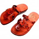 Greek Leather Sandals " FLOWER 3"  Flip-Flop Style ! size's : US 5-12 EU 35-46