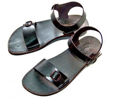 Adjustable Greek Leather Sandals New Black " BIBLICAL" Design Size's : US 5-12 EU 35-46
