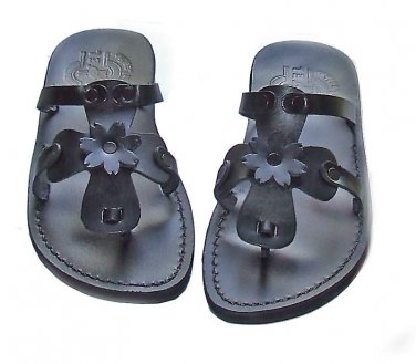 Leather Sandals "Flower" Design ! Flip-Flop "Old Flower"  ! size's : US 5-12 EU 35-46