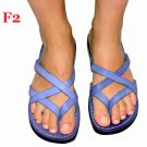 Ladies BLUE Leather Summer Fashion Sandals Handmade Flip-Flop Size's : US 5-10.5 EU 35-42