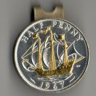 103W-HC British ½ penny “Gold & silver Sailing ship”