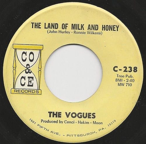 1967 THE VOGUES 7" 45 rpm The Land Of Milk And Honey VG+ CO & CE Original