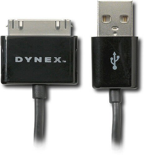 Dynex USB Sync/Charge 30 Pin Cable for iPod DX-IP30USB Black