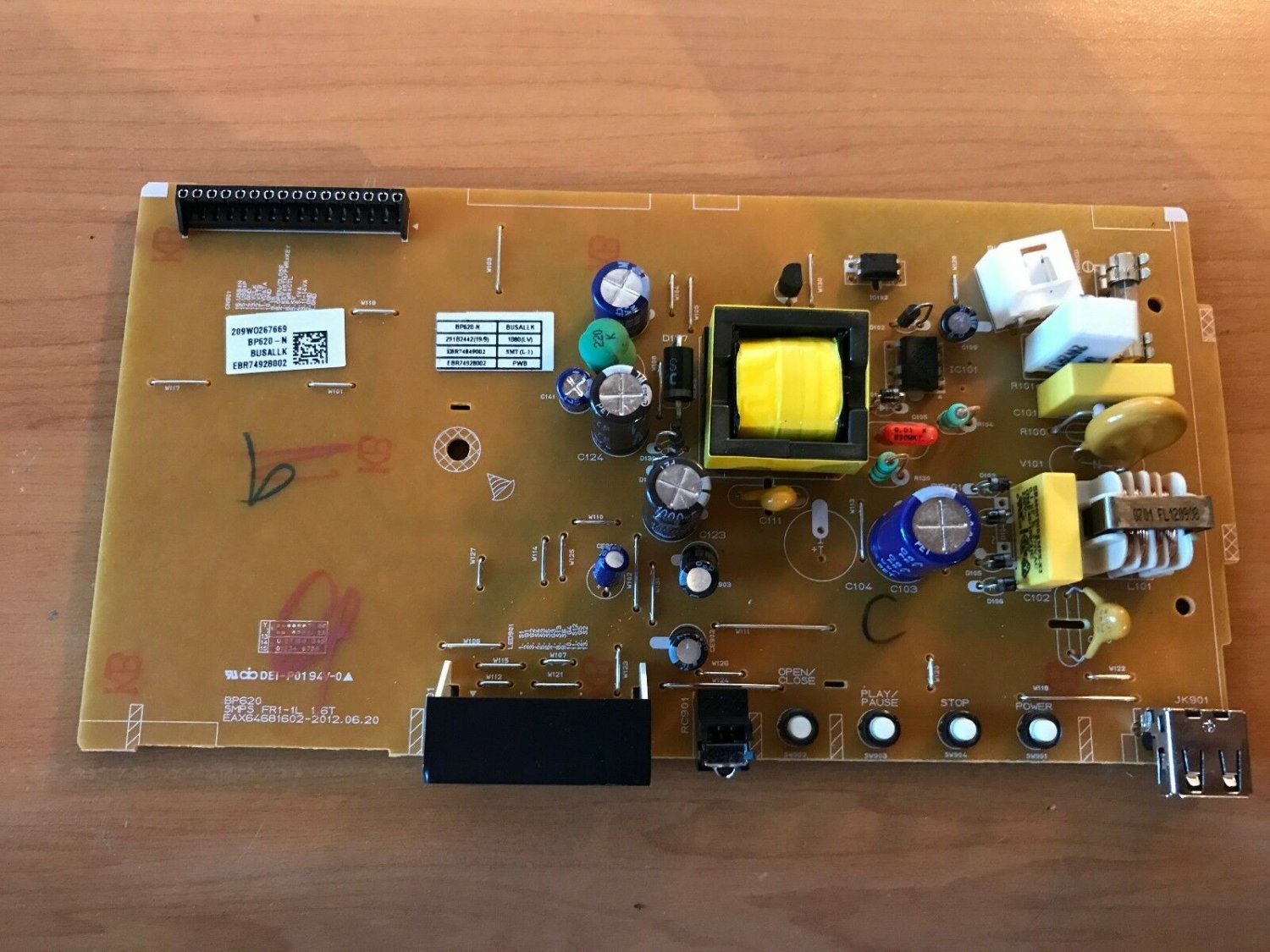 Power Supply Board Fits LG BD620 EBR74928002