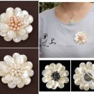 J16  Handcrafted Mother of Pearl Daisy Flower Brooch Pin