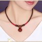 J25  Retro Tribal Knots Agate Pendant Necklace Choker