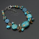 J27  Handcrafted Tribal Turquoise Stone Crystal Retro Bracelet