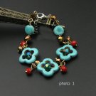 J29  Handcrafted Tribal Bohemia Turquoise Crystal Retro Bracelet