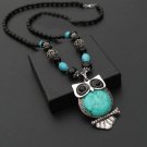 J31  Retro Stylish Turquoise Stone OWL Necklace Choker