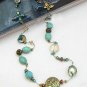 J33 Retro Bohemia Golden Wire Crystal + Turquoise Stone Necklace