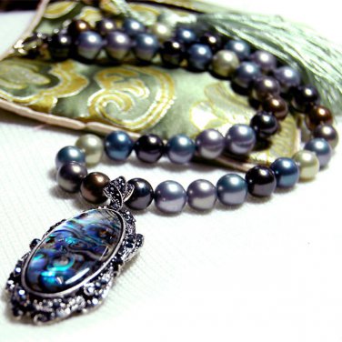 J43 Handcrafted Pearl + Abalone Choker