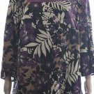 St Tropez West Women's  Purple Floral Tunic Style  3/4 Sleeve Blouse Sz 1X
