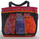 Laurel Burch Mini Cat Tote Black Canvas 12"