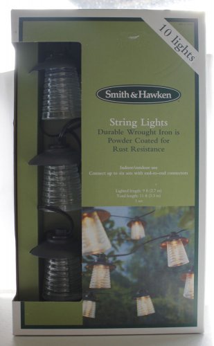 Smith & Hawken String Lights Indoor Outdoor Wrought Iron 10 Lights 1 Set New