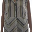 Lane Bryant Women's Sleeveless Vertical Striped White Blue Green Shirt Sz 18/20