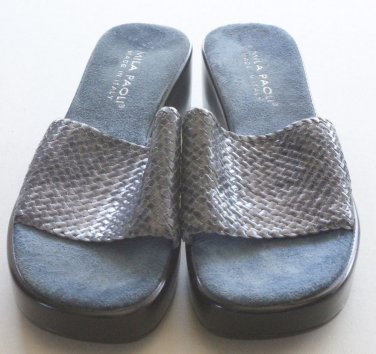 Mila Paoli Blue Suede Platform Slide Women's Shoes Fits Like Size 8/39
