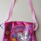 Happy Bunny NWT Don't Say Mean Things Pink Glitter Canvas Messenger Bag 15"