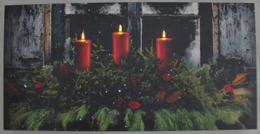 Christmas Radiance Flickering Light Canvas Framed Wall Decor Window Box Candle