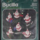 Bucilla Christmas Heirloom Jolly Santas Jeweled Stitchery Ornaments NEW