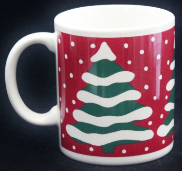 Crate & Barrel Christmas Tree Snow Coffee Mug 10OZ