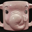 Holland Mold Vintage Pink Elephant Double Handle  Ears  8OZ Mug