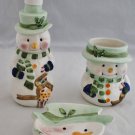 LTD Ceramic Snowman Christmas 3 Piece Bathroom Sink Set