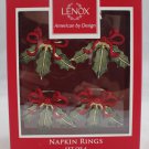 Lenox Holiday Ribbon Christmas Napkin Rings Set of 4 New