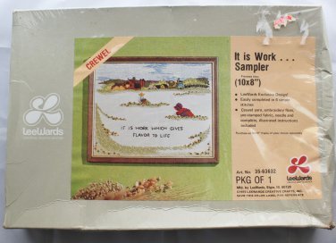 Vintage Leewards Crewel Sampler Kit "It is Work..." Kit #35-63632
