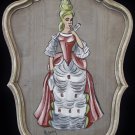 Vintage Framed Hand Painted Fabric Victorian Era Painting Wall Decor