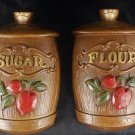 Vintage Sexton Brown Metal Wall Decor Flour Sugar Canister 1967