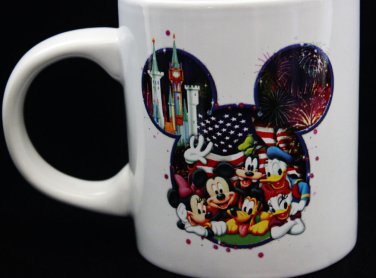 Disney World Jerry Leigh Magic Kingdom Mickey Mouse Silhouette Fireworks Mug 8OZ
